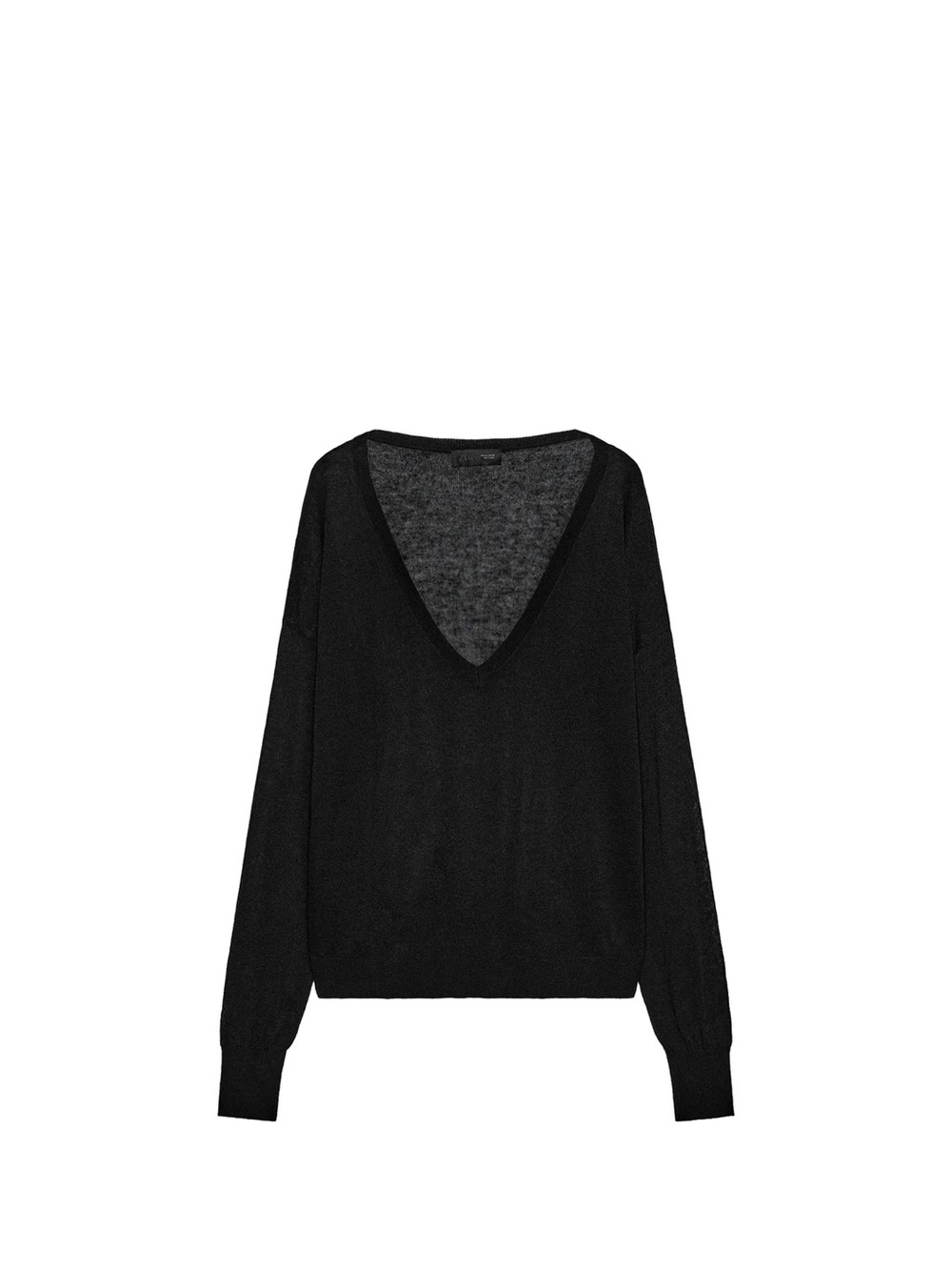 Zara Fine Knit V-Neck Sweater | Black